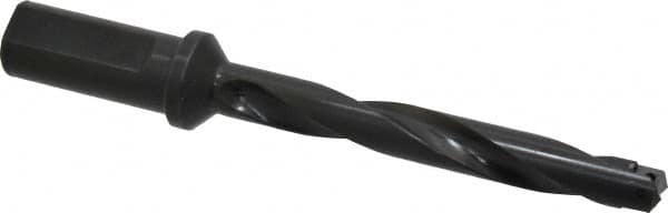 Allied Machine and Engineering - Series 1, 45/64 to 15/16" Diam, 1" Diam Straight Shank with Flange, Helical Flute Spade Drill - 4-5/8" Max Depth, 6-15/64" Body Length, 8-3/8" OAL, Intermediate Length, Through Coolant - Benchmark Tooling