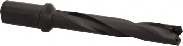 Allied Machine and Engineering - Series 2, 31/32 to 1-3/8" Diam, 1-1/4" Diam Straight Shank with Flange, Helical Flute Spade Drill - 5-3/8" Max Depth, 7-13/64" Body Length, 9-11/32" OAL, Intermediate Length, Through Coolant - Benchmark Tooling