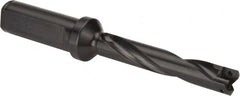 Allied Machine and Engineering - Series 0, 33/64 to 11/16" Diam, 3/4" Diam Straight Shank with Flange, Helical Flute Spade Drill - 2-1/2" Max Depth, 3-47/64" Body Length, 5-21/32" OAL, Standard Length, Through Coolant - Benchmark Tooling