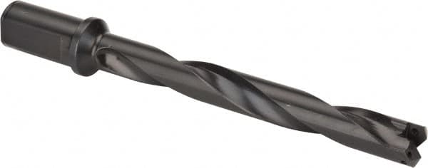 Allied Machine and Engineering - Series 2, 31/32 to 1-3/8" Diam, 1-1/4" Diam Straight Shank with Flange, Helical Flute Spade Drill - 7-3/8" Max Depth, 9-13/64" Body Length, 11-11/32" OAL, Standard Length, Through Coolant - Benchmark Tooling