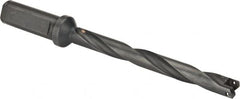 Allied Machine and Engineering - Series 0, 33/64 to 11/16" Diam, 3/4" Diam Straight Shank with Flange, Helical Flute Spade Drill - 4-1/2" Max Depth, 5-47/64" Body Length, 7-21/32" OAL, Extended Length, Through Coolant - Benchmark Tooling