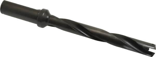 Allied Machine and Engineering - Series 0.5, 39/64 to 11/16" Diam, 3/4" Diam Straight Shank with Flange, Helical Flute Spade Drill - 4-1/2" Max Depth, 5-47/64" Body Length, 7-21/32" OAL, Extended Length, Through Coolant - Benchmark Tooling