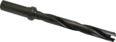 Allied Machine and Engineering - Series 0.5, 39/64 to 11/16" Diam, 3/4" Diam Straight Shank with Flange, Helical Flute Spade Drill - 4-1/2" Max Depth, 5-47/64" Body Length, 7-21/32" OAL, Extended Length, Through Coolant - Benchmark Tooling