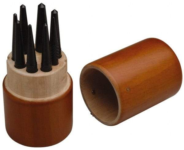 SPI - 8 Piece, 1/16 to 7/32", Center Punch Set - Round Shank, Comes in Custom Wood Case - Benchmark Tooling