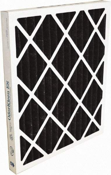 Made in USA - 24" Noml Height x 24" Noml Width x 2" Noml Depth, 70% Capture Efficiency, Wire-Backed Pleated Air Filter - MERV 8, Cotton/Polyester & Activated Carbon, Integrated Beverage Board Frame, 500 Max FPM, 2,000 CFM, For Any Unit - Benchmark Tooling