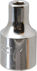Proto - 1/4", 1/2" Drive, Standard Hand Socket - 6 Points, 1-31/64" OAL, Alloy Steel, Chrome Finish - Benchmark Tooling