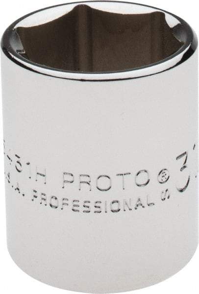 Proto - 31/32", 1/2" Drive, Standard Hand Socket - 6 Points, 1-9/16" OAL, Alloy Steel, Chrome Finish - Benchmark Tooling
