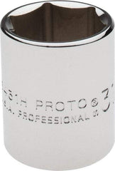 Proto - 31/32", 1/2" Drive, Standard Hand Socket - 6 Points, 1-9/16" OAL, Alloy Steel, Chrome Finish - Benchmark Tooling