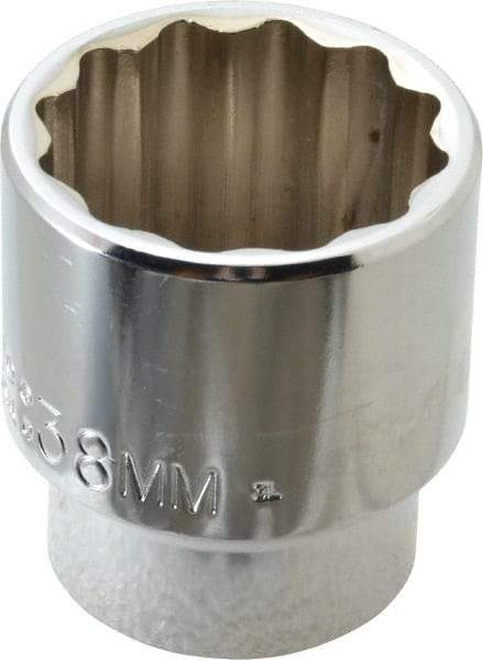 Proto - 1/2" Drive, Standard Hand Socket - 12 Points, 2-1/4" OAL, Alloy Steel, Chrome Finish - Benchmark Tooling