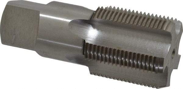 Interstate - 1-1/4 - 11" BSPP, 5 Flutes, Plug Chamfer, Bright Finish, High Speed Steel British Standard Pipe Tap - 1.3125" Shank Diam, 0.984" Square Size, 4" Overall Length - Exact Industrial Supply