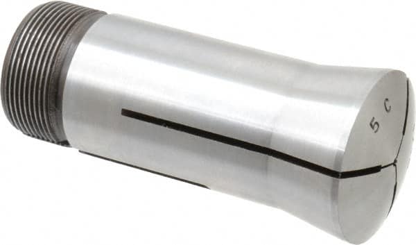 Lyndex - 1/16 Inch 5C Round Collet - 3.27 Inch Overall Length, 1.041-24 Internal Thread Size, Steel, 0.0007 Inch TIR - Exact Industrial Supply