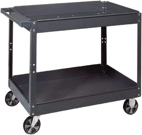 Edsal - 1,000 Lb Capacity, 18" Wide x 30" Long x 36" High Standard Utility Cart - 2 Shelf, Steel, 2 Rigid/2 Swivel Casters - Benchmark Tooling