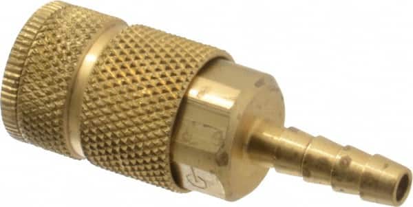 Coilhose Pneumatics - Hose Barb Tru-Flate Automotive Pneumatic Hose Coupler - Brass, 1/4" Body Diam, 1/4" Hose ID - Benchmark Tooling