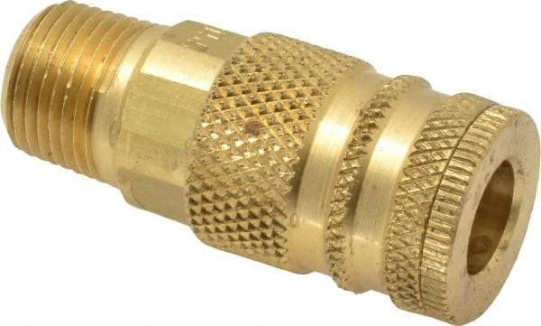 Coilhose Pneumatics - 3/8 Male NPT Industrial Pneumatic Hose Coupler - Brass, 1/4" Body Diam - Benchmark Tooling