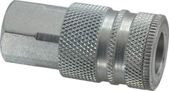 Coilhose Pneumatics - 1/4 Female NPT Industrial Pneumatic Hose Coupler - Plated Steel, 3/8" Body Diam - Benchmark Tooling