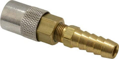Coilhose Pneumatics - Hose Barb Moldflow Pneumatic Hose Straight Coupler (Valved) - Brass Nickel Plated, 1/4" Body Diam, 3/8" Hose ID - Benchmark Tooling
