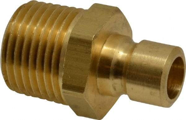 Coilhose Pneumatics - 1/2-14" NPT, 3/8" Body Diam, Coolant & Fluid Line Male Connectors - Brass - Benchmark Tooling