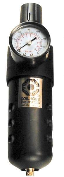 Coilhose Pneumatics - 1/4" NPT Port Compact 1 Piece Filter/Regulator FRL Unit - Polycarbonate Bowl, 48 SCFM, 150 Max psi, 8" High, Automatic Drain - Benchmark Tooling