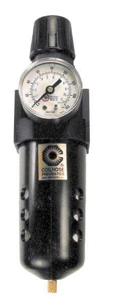 Coilhose Pneumatics - 3/8" NPT Port Standard 1 Piece Filter/Regulator FRL Unit - Polycarbonate Bowl, 102 SCFM, 150 Max psi, 10.5" High, Manual Drain - Benchmark Tooling