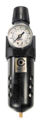 Coilhose Pneumatics - 1/2" NPT Port Standard 1 Piece Filter/Regulator FRL Unit - Metal Bowl, 127 SCFM, 250 Max psi, 10.5" High, Automatic Drain - Benchmark Tooling