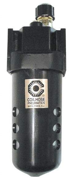 Coilhose Pneumatics - 3/4 NPT Port, 250 Max psi, Standard Lubricator - Metal Bowl with Sight Glass, Cast Aluminum Body, 160 CFM, 250°F Max, 2-3/4" Wide x 8" High - Benchmark Tooling