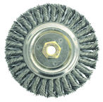 6" Filler Pass Brush - .023 Steel Wire; 5/8-11 Dbl-Hex Nut - Dually Weld Cleaning Brush - Benchmark Tooling