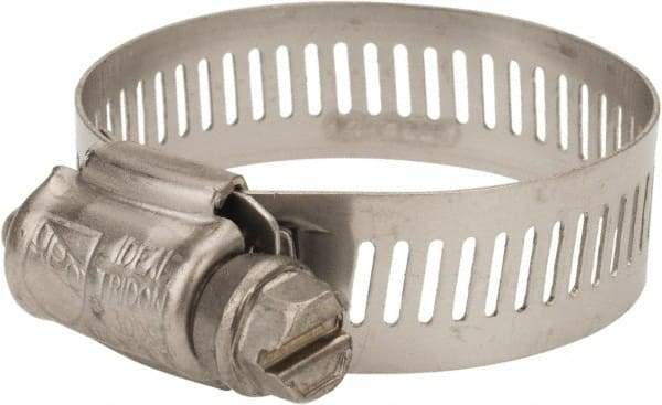 IDEAL TRIDON - SAE Size 44, 1-1/4 to 3-1/4" Diam, Stainless Steel Worm Drive Clamp - 9/16" Wide, Material Grade 301, Series 63-4 - Benchmark Tooling