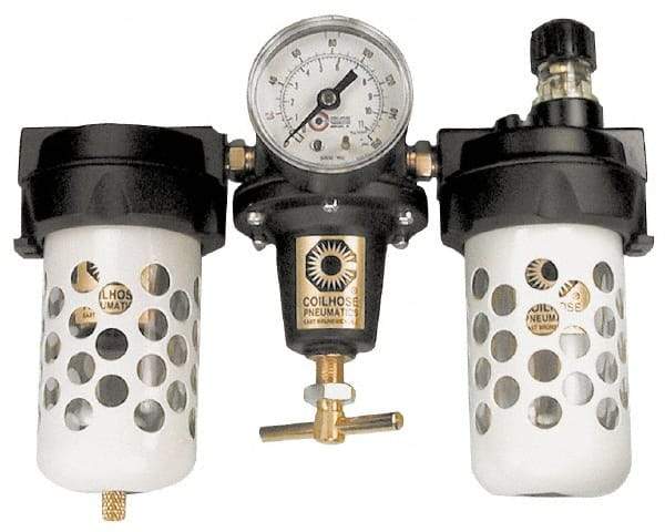 Coilhose Pneumatics - 3/4" NPT Port Heavy Duty 3 Piece Filter-Regulator-Lubricator FRL Unit - Polycarbonate Bowl, 125 Max psi, 9.875" High - Benchmark Tooling