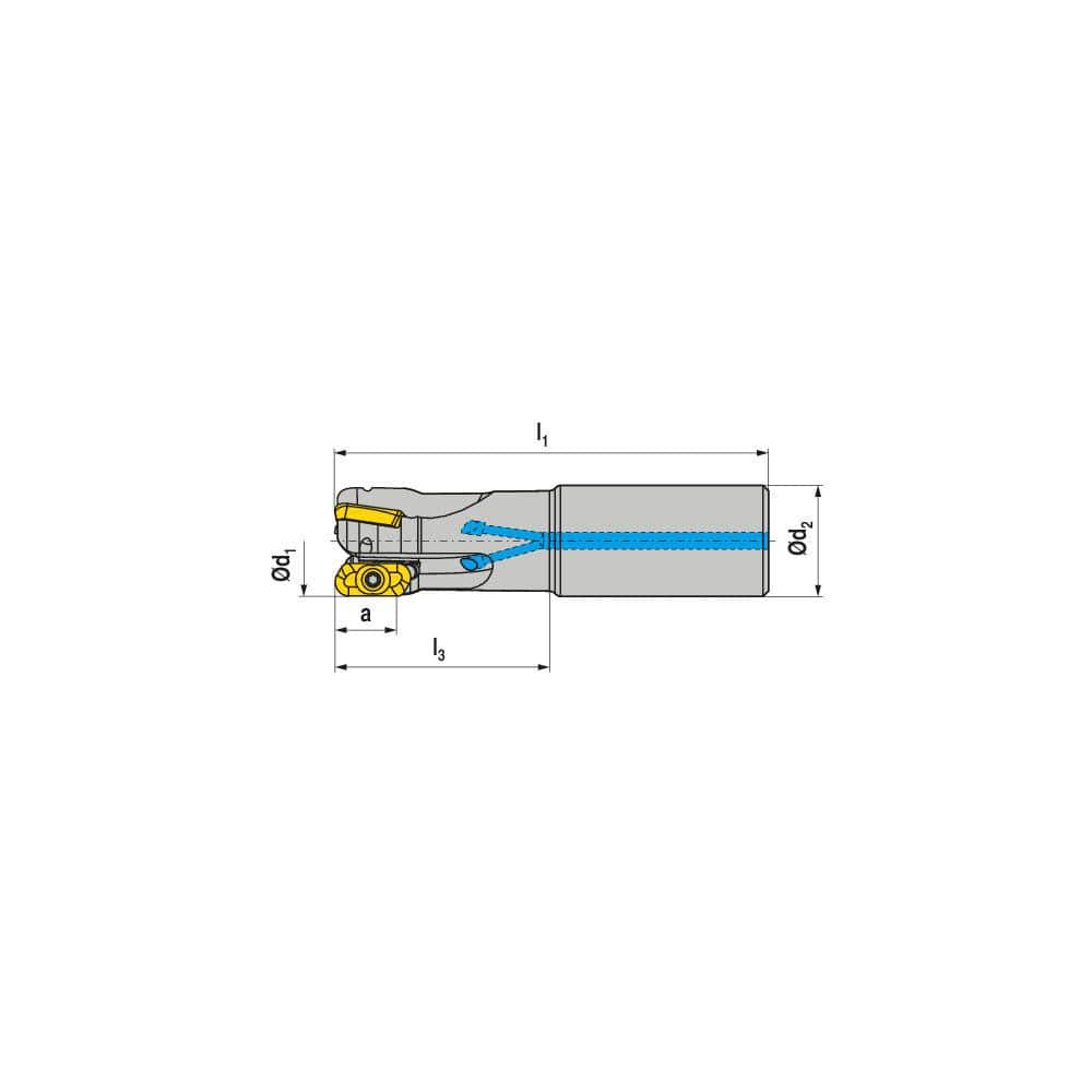 Indexable Square-Shoulder End Mill:  CHSC.0750.R.0211A150EF,  0.7500'' Cut Dia,  0.3930'' Max Depth of Cut,  0.7500'' Shank Dia,  Cylindrical Shank Uses  2,  Normal Pressure,