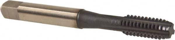 Cleveland - 1/4-20 UNC 3B 4 Flute TiCN Finish Powdered Metal Straight Flute Machine Tap - Modified Bottoming, Right Hand Thread, 63.5mm OAL, 25.4mm Thread Length, H3 Limit, Oversize - Exact Industrial Supply