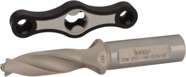 Iscar - 0.551 to 0.587" Diam, 3xD, 1.65" Max Depth, 5/8" Shank Diam, 4.27" OAL, Replaceable Tip Drill - IDK, IDM, IDN, IDP Insert, DSM Toolholder, Series ChamDrillJet - Benchmark Tooling
