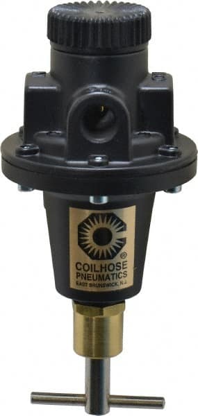 Coilhose Pneumatics - 3/8 NPT Port, 40 CFM, Cast Aluminum Tamper Proof Heavy-Duty T-Handle Regulator - 0 to 125 psi Range, 250 Max psi Supply Pressure, 1/4" Gauge Port Thread, 3" Wide x 5-1/2" High - Benchmark Tooling