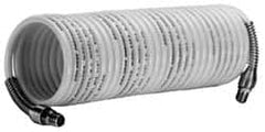 Coilhose Pneumatics - 3/8" ID, 3/8 Thread, 12' Long, Yellow Nylon Coiled & Self Storing Hose - Benchmark Tooling