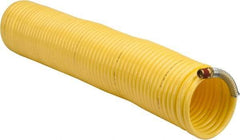 Coilhose Pneumatics - 1/4" ID, 1/4 Thread, 50' Long, Yellow Nylon Coiled & Self Storing Hose - 185 Max psi, Male Swivel x Male Swivel - Benchmark Tooling