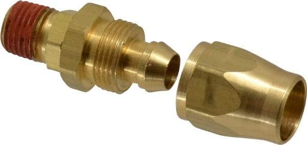 Coilhose Pneumatics - 1/4 NPT, Brass Reusable Hose Male Swivel Fitting - 3/8" Hose ID x 1/2" Hose OD - Benchmark Tooling