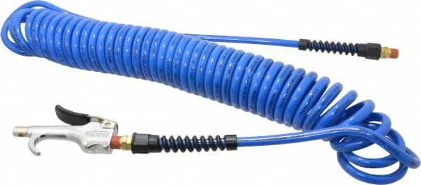 Coilhose Pneumatics - 1/4" ID Thumb Lever Air Gun Assembly - 25' Long Polyurethane Hose - Benchmark Tooling