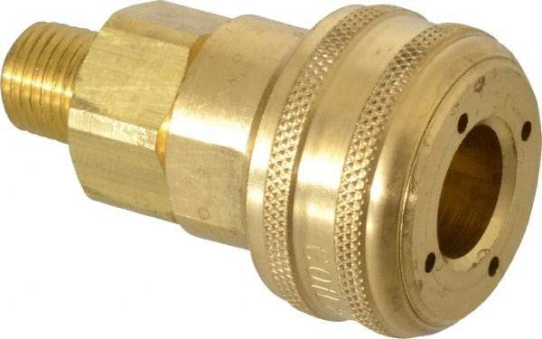 Coilhose Pneumatics - 1/4 Male NPT Industrial Pneumatic Hose Coupler - Brass, 3/8" Body Diam - Benchmark Tooling
