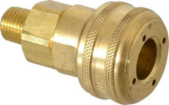 Coilhose Pneumatics - 1/4 Male NPT Industrial Pneumatic Hose Coupler - Brass, 3/8" Body Diam - Benchmark Tooling