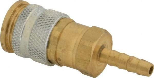 Coilhose Pneumatics - Hose Barb European High Flow Pneumatic Hose Coupler - Brass, 1/4" Body Diam, 1/4" Hose ID - Benchmark Tooling