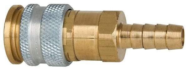 Coilhose Pneumatics - Hose Barb European High Flow Pneumatic Hose Coupler - Brass, 1/4" Body Diam, 3/8" Hose ID - Benchmark Tooling