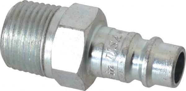 Coilhose Pneumatics - 3/8 Male NPT European High Flow Pneumatic Hose Connector - Plated Steel, 1/4" Body Diam - Benchmark Tooling