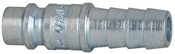 Coilhose Pneumatics - Hose Barb European High Flow Pneumatic Hose Connector - Plated Steel, 1/4" Body Diam, 3/8" Hose ID - Benchmark Tooling