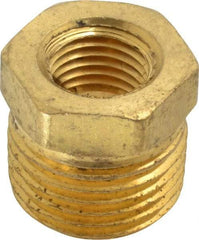 Cerro - 1/2 Male Thread x 1/4 Female Thread, Brass Industrial Pipe Hex Bushing - MNPTF x FNPTF, 1,200 psi - Benchmark Tooling