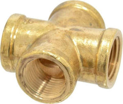 Cerro - 3/8 Female Thread, Brass Industrial Pipe Female Cross - FNPTF, 1,200 psi - Benchmark Tooling