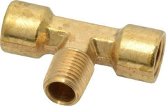 Cerro - 1/4 Male Thread x 1/4 Female Thread, Brass Industrial Pipe Male Branch Tee - MNPTF x FNPTF, 1,200 psi - Benchmark Tooling
