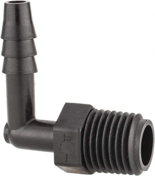 NewAge Industries - 1/4" Barb, 1/4 NPT, Multiple Barbed Tube Elbow - Polyethylene, Male - Benchmark Tooling