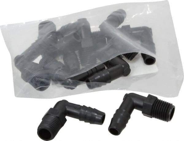 NewAge Industries - 3/8" Barb, 1/4 NPT, Multiple Barbed Tube Elbow - Polyethylene, Male - Benchmark Tooling