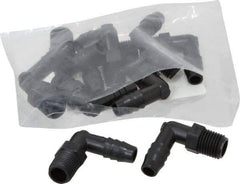 NewAge Industries - 3/8" Barb, 1/4 NPT, Multiple Barbed Tube Elbow - Polyethylene, Male - Benchmark Tooling