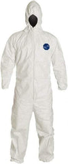 Dupont - Size 4XL Film Laminate General Purpose Coveralls - White, Zipper Closure, Elastic Cuffs, Elastic Ankles, Serged Seams - Benchmark Tooling