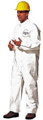 Dupont - Size 2XL Saranex Chemical Resistant Coveralls - White, Zipper Closure, Open Cuffs, Open Ankles, Bound Seams - Benchmark Tooling